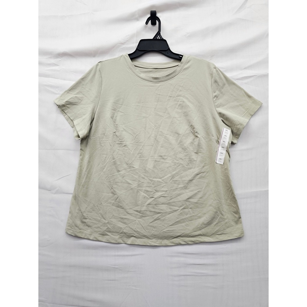 A New Day Womens Short Sleeve Crewneck T-Shirt Green Cotton Blend Size XXL